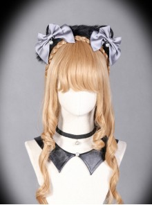 Sorceress Luna Series Black And Grey Bowknot Cat Ear Lolita Head Band