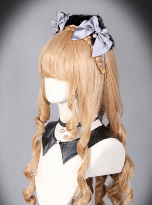 Sorceress Luna Series Black And Grey Bowknot Cat Ear Lolita Head Band