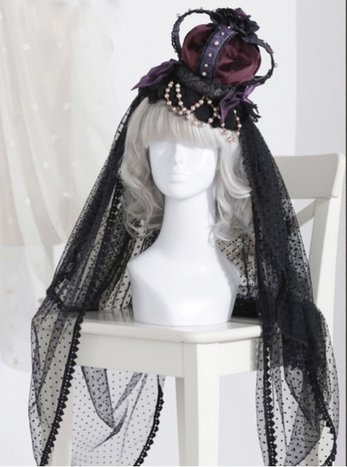 The Bride Doll Series Pearl Purple Gothic Lolita Crown Veil