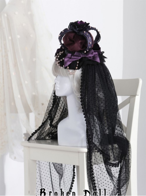 The Bride Doll Series Pearl Purple Gothic Lolita Crown Veil