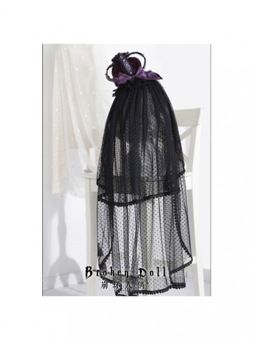 The Bride Doll Series Pearl Purple Gothic Lolita Crown Veil