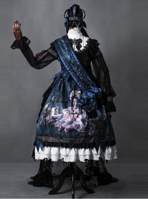 The Bride Doll Series Pearl Indigo Gothic Lolita Crown Veil