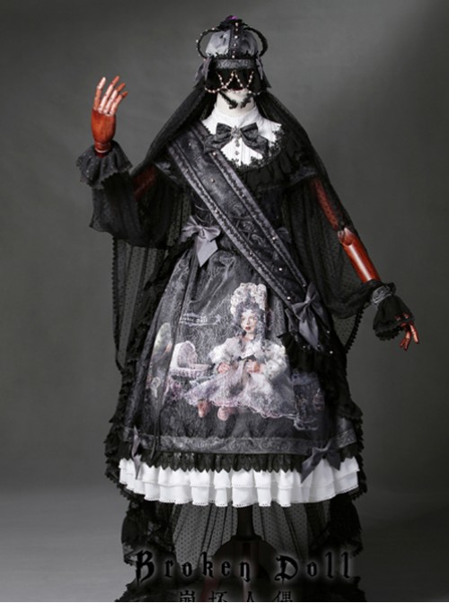 The Bride Doll Series Crow Cyan Bowknot Pearl Lolita Ribbon