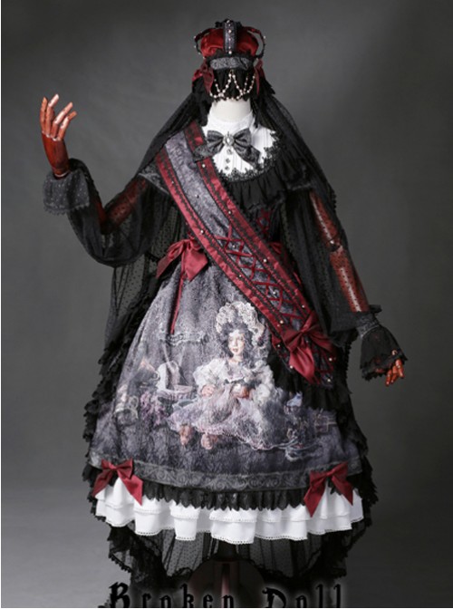 The Bride Doll Series Black Tea Bowknot Pearl Lolita Ribbon