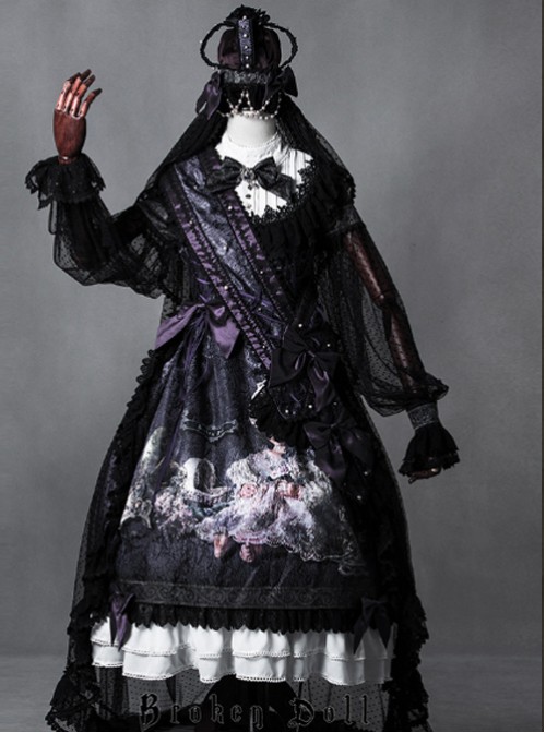 The Bride Doll Series Purple Bowknot Pearl Lolita Ribbon