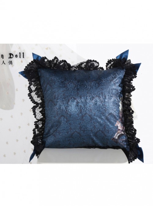 The Bride Doll Series Lace Bowknot Indigo Lolita Cushion Cover