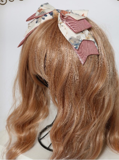 Garden Series Big Bowknot Beige Lolita Head Band