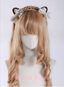 Cats Series Tabby Kitty Golden Brown Bowknot Cat Ears Lolita Head Band