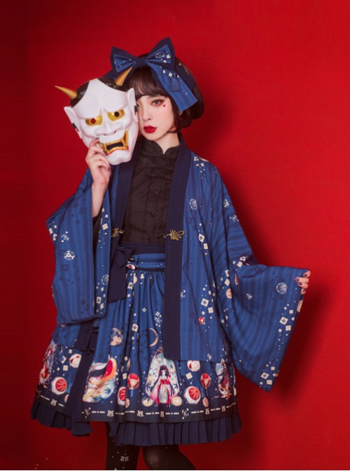 Kaguya Rabbit Series Gorgeous Design Bowknot Navy Blue Lolita Head Band