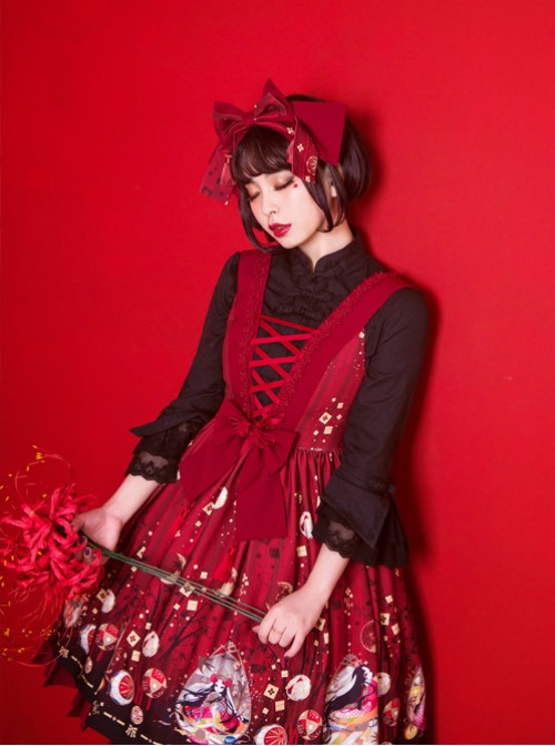 Kaguya Rabbit Series Gorgeous Design Bowknot Wine Red Lolita Head Band