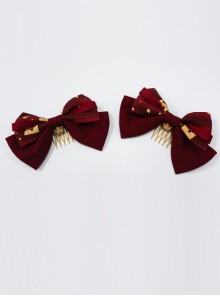 Kaguya Rabbit Series Bowknot Wine Red Lolita Tuck Comb