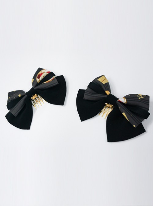 Kaguya Rabbit Series Bowknot Black Lolita Tuck Comb