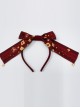 Kaguya Rabbit Series Wine Red Long Tail Concise Design Bowknot Lolita Head Band