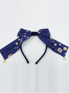 Kaguya Rabbit Series Navy Blue Long Tail Concise Design Bowknot Lolita Head Band