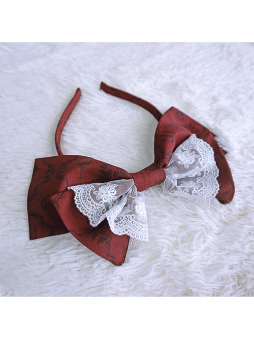 Love And Death Series Printing Bowknot Red White Lolita Head Band