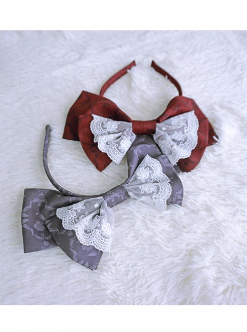 Love And Death Series Printing Bowknot Red White Lolita Head Band