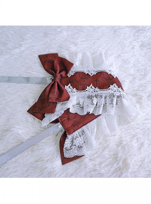 Love And Death Series Cross Pendant Red White Lace Lolita Hair Band