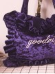 English Letter Embroidery Velvet Lolita Ruffle Shoulder Bag