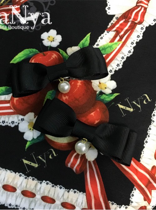Red Apple Bowknot Series Printing Sweet Lolita Hairpins