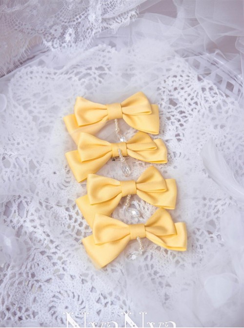 Lemon Planet Yellow Ribbon Bowknot Sweet Lolita Brooch