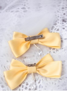 Lemon Planet Yellow Ribbon Bowknot Sweet Lolita Hairpins