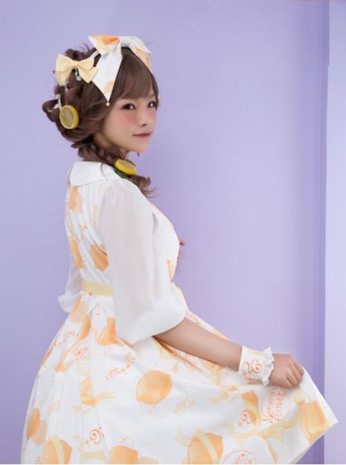 Lemon Planet Yellow Ribbon Bowknot Sweet Lolita Hairpins