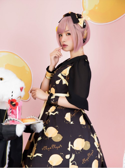 Lemon Planet Yellow Ribbon Bowknot Sweet Lolita Hairpins