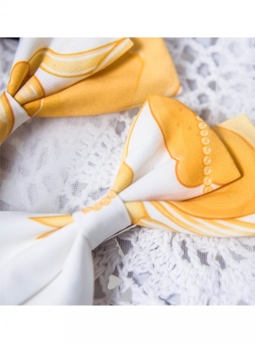 Lemon Planet Series Printing Bowknot Lolita Hairpin