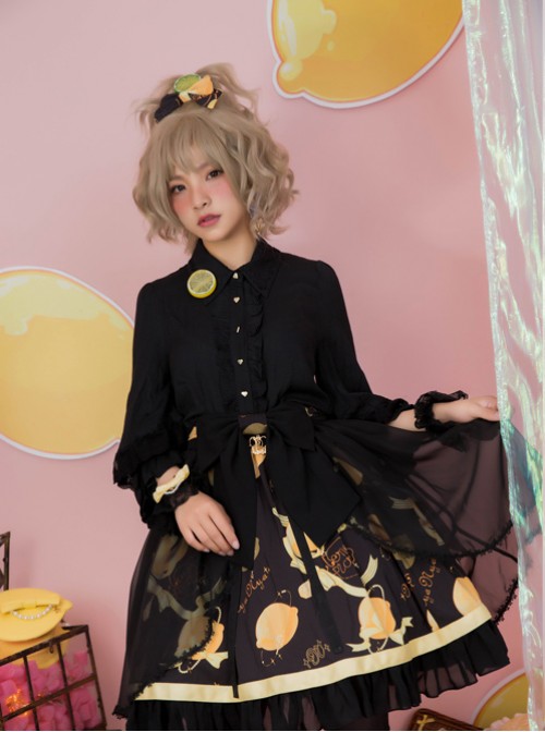 Lemon Planet Series Printing Bowknot Lolita Hairpin