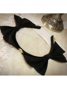 Rose Droplight Series Black Bowknot Gothic Lolita Headband