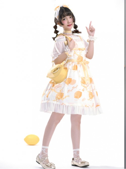 Lemon Planet Series Printing Bowknot Lolita Hair Hoop