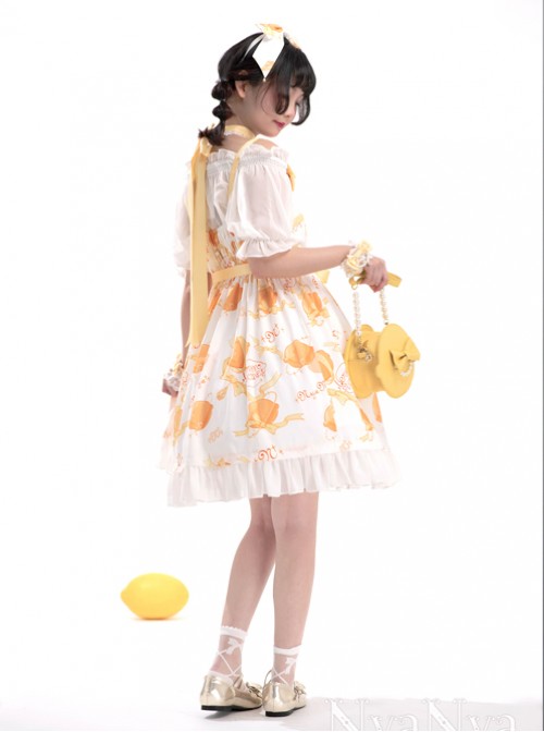 Lemon Planet Series Printing Bowknot Lolita Hair Hoop