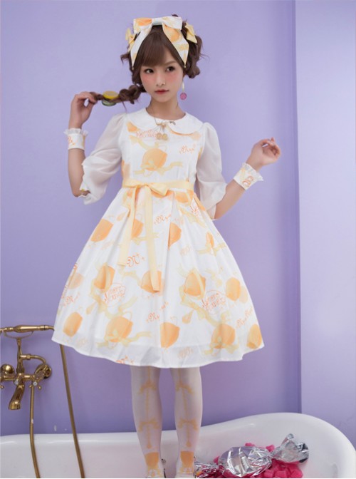 Lemon Planet Series Printing Bowknot Lolita Hair Hoop