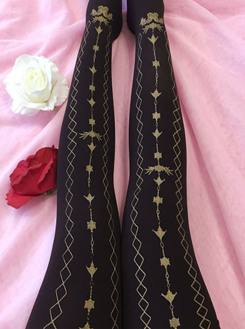 Bronzing Printing Velvet Classic Lolita Pantyhose