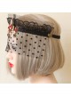 Retro Black Tulle Red Gemstone Imperial Crown Gothic Veil