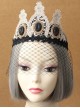 Baroque Style Golden Lace Crown Lolita Black Veil