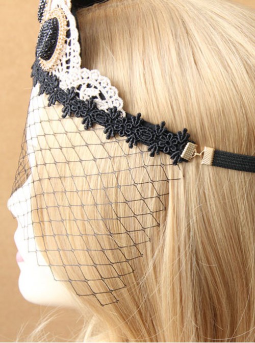 Baroque Style Golden Lace Crown Lolita Black Veil