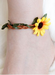 Emulation Rattan Sunflower Lolita Anklet