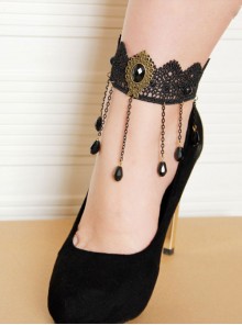 Retro Black Lace Chain Tassel Gothic Anklet