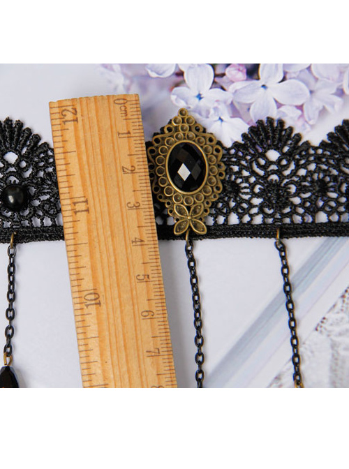 Retro Black Lace Chain Tassel Gothic Anklet