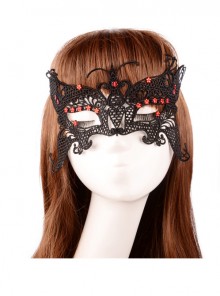 Sexy Hollow Out Butterfly Half Face Black Lace Mask