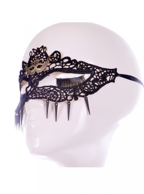 Sexy Black Lace Hollow Out Pendant The Cat Face Half Face Mask