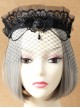 Black Lace Imperial Crown Veil Half Face Gothic Lolita Mask