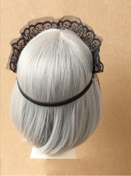 Black Lace Imperial Crown Veil Half Face Gothic Lolita Mask