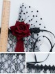 Red Flower Red Tassel Black Lace Veil Half Face Gothic Lolita Mask