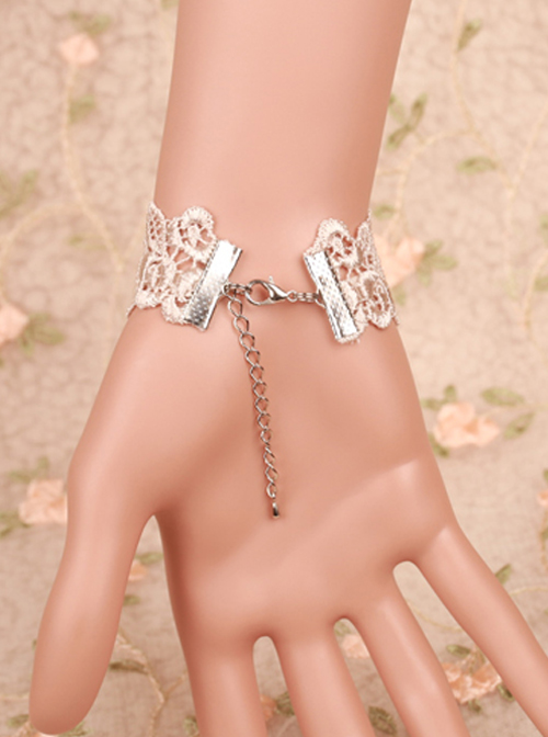 Elegance Retro White Lace Gothic Lolita Bracelet