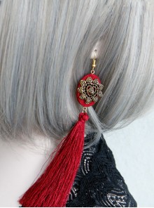 Retro Red Long Tassels Earrings