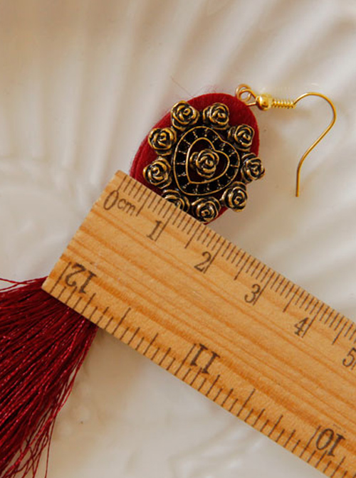 Retro Red Long Tassels Earrings