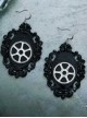 Steampunk Black Mechanical Gear Wheel Pendant Lolita Earrings