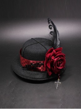 Crucifix Rose Feather Gothic Lolita Small Hat